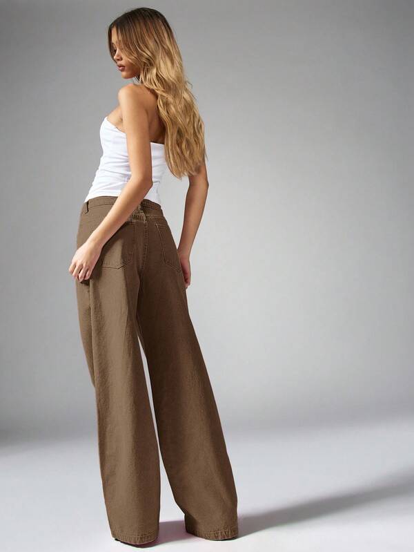 Missguided MISSGUIDED High Waisted Wide Leg Denim Jeans