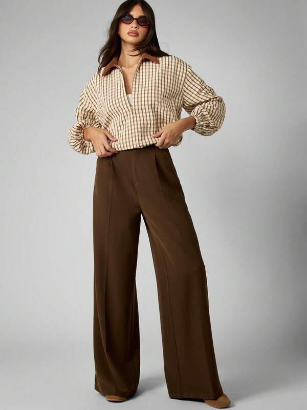 Missguided MISSGUIDED High Waisted Wide Leg Tailored Trousers