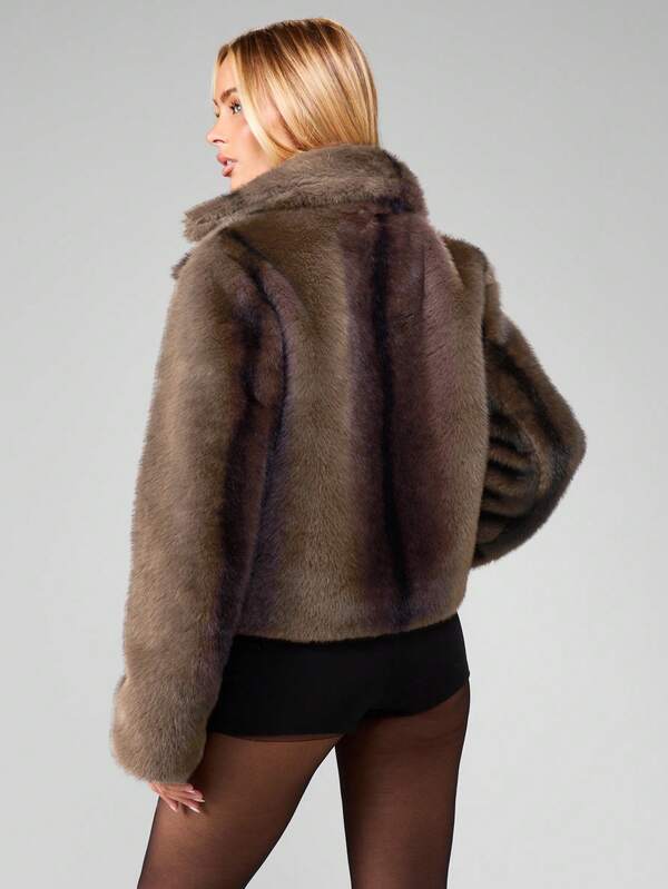 Missguided MISSGUIDED Hooded Faux Fur Cropped Jacket