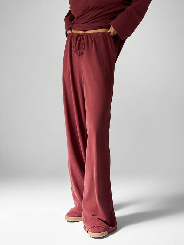 Missguided MISSGUIDED Hooded Half Zip Top With Wide Leg Palazzo Pants