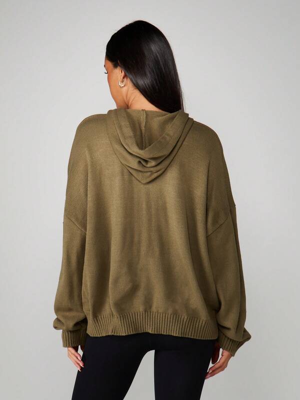 Missguided MISSGUIDED Hooded Knit Sweater With Love Text