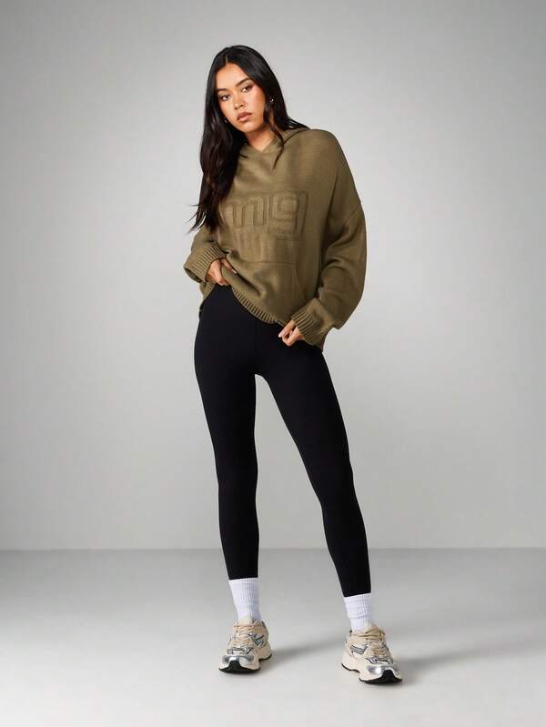 Missguided MISSGUIDED Hooded Knit Sweater With Love Text