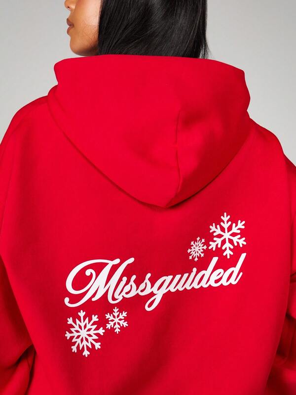 Missguided MISSGUIDED Hooded Sweatshirt With Snowflake Print