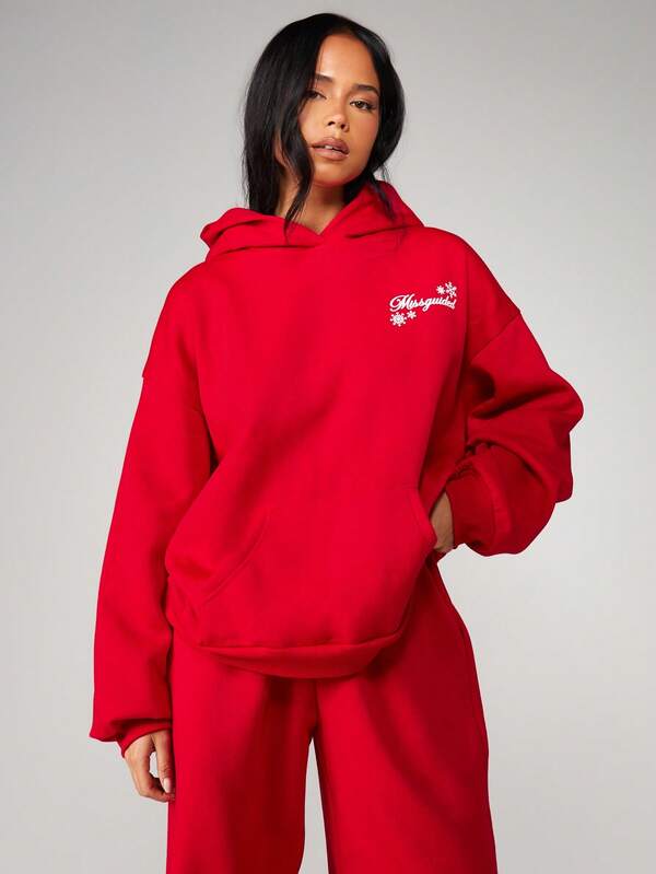 missguided MISSGUIDED Hooded Sweatshirt With Snowflake Print