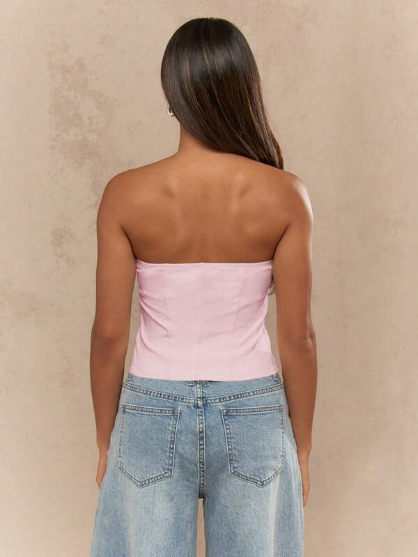 Missguided MISSGUIDED Hook And Eye Corset Strapless Bustier Crop Top