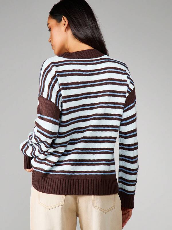 Missguided MISSGUIDED Horizontal Striped Crew Neck Knit Sweater