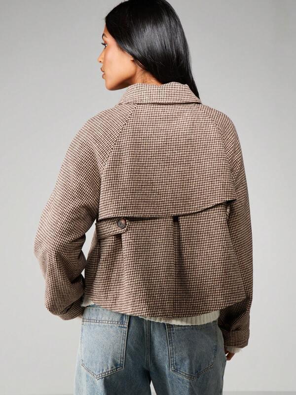 Missguided MISSGUIDED Houndstooth Jacket With High Collar