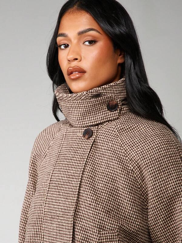 Missguided MISSGUIDED Houndstooth Jacket With High Collar
