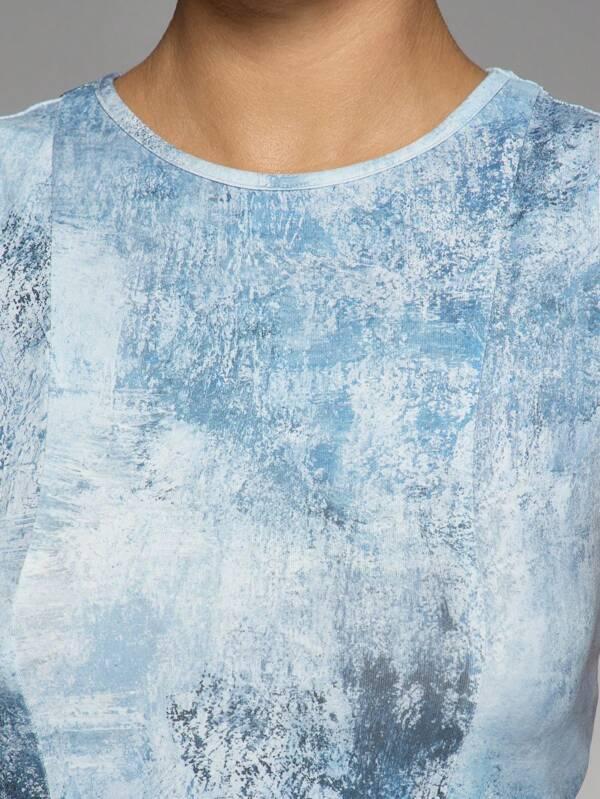 Missguided MISSGUIDED Ice Blue Tie Dye Watercolor Print Ruffle Mini Dress