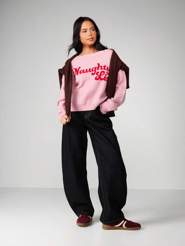 Missguided MISSGUIDED Jacquard Knit Christmas Sweater With Text