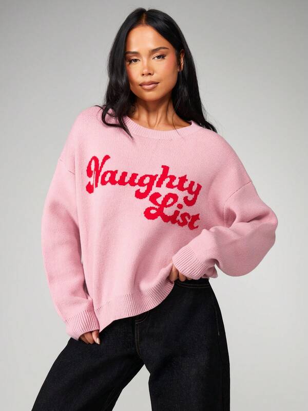 missguided MISSGUIDED Jacquard Knit Christmas Sweater With Text