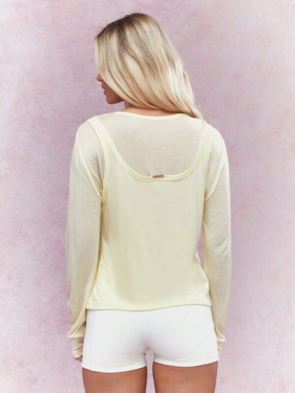 Missguided MISSGUIDED Jersey Double Layered Full Sleeve Top
