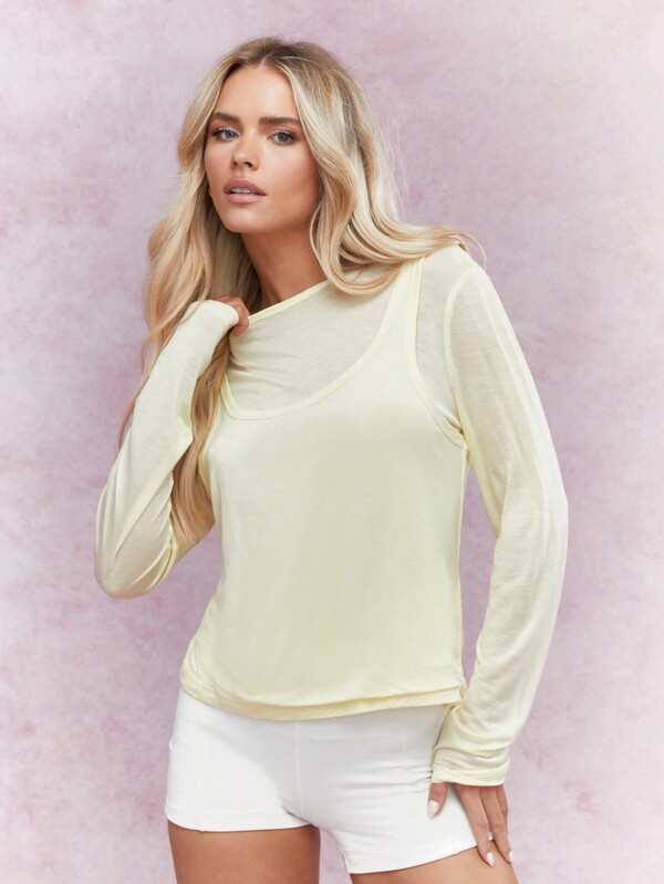 missguided MISSGUIDED Jersey Double Layered Full Sleeve Top