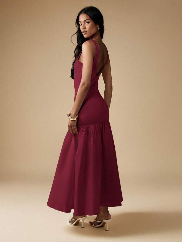 Missguided MISSGUIDED Jersey Midi Dress With Drop Waist Design