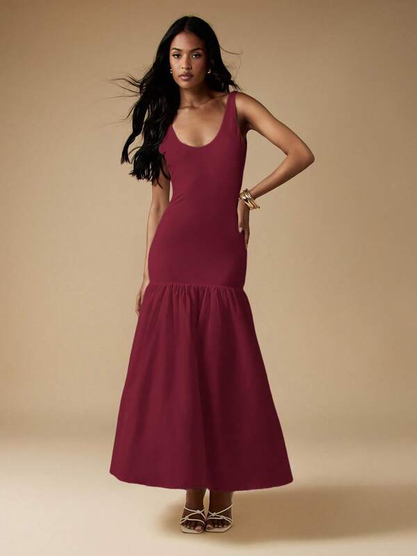 Missguided MISSGUIDED Jersey Midi Dress With Drop Waist Design