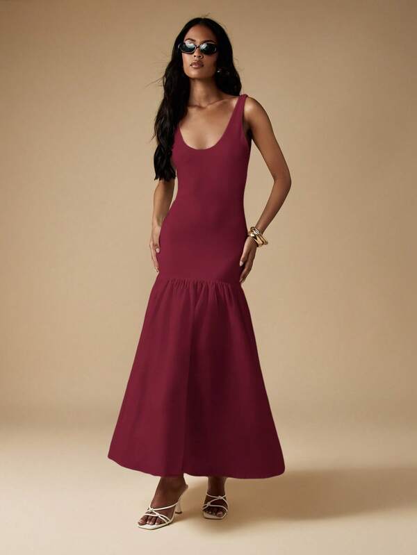 missguided MISSGUIDED Jersey Midi Dress With Drop Waist Design