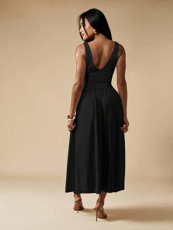 Missguided MISSGUIDED Jersey Midi Dress With Flared Skirt And Side Split