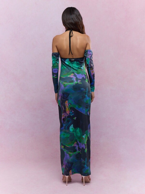 Missguided MISSGUIDED Jersey Printed Marble Maxi Dress