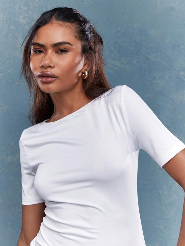 Missguided MISSGUIDED Jersey Round Neck Fitted T-Shirt