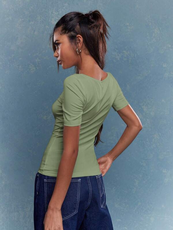 Missguided MISSGUIDED Jersey Round Neck Fitted T-Shirt
