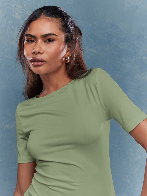 Missguided MISSGUIDED Jersey Round Neck Fitted T-Shirt