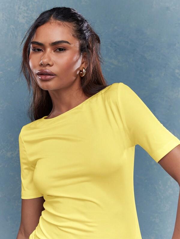 Missguided MISSGUIDED Jersey Round Neck Fitted T-Shirt