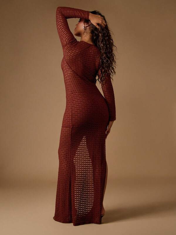 Missguided MISSGUIDED Knit Bodycon Maxi Dress With Button Front Detail