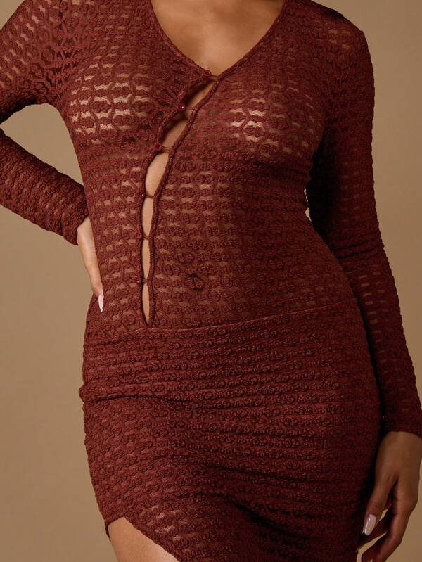 Missguided MISSGUIDED Knit Bodycon Maxi Dress With Button Front Detail