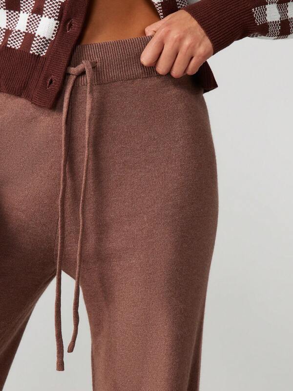 Missguided MISSGUIDED Knit Wide Leg Palazzo Pants With Drawstring