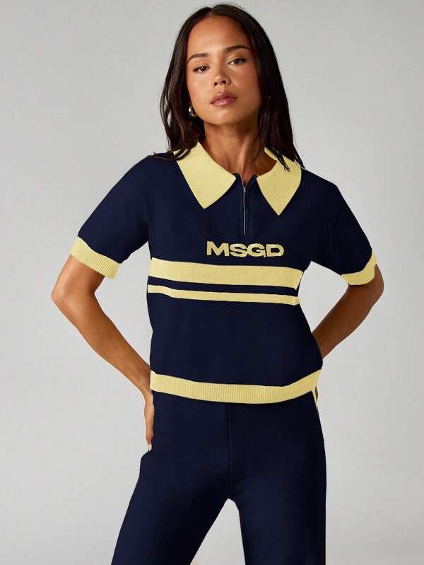 Missguided MISSGUIDED Knitted Co-Ord Set With Embroidered Stripes