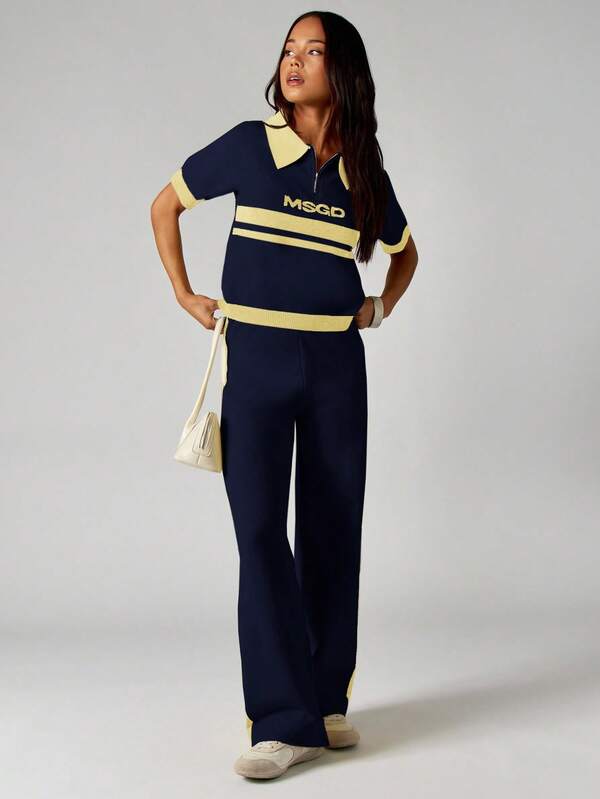 missguided MISSGUIDED Knitted Co-Ord Set With Embroidered Stripes