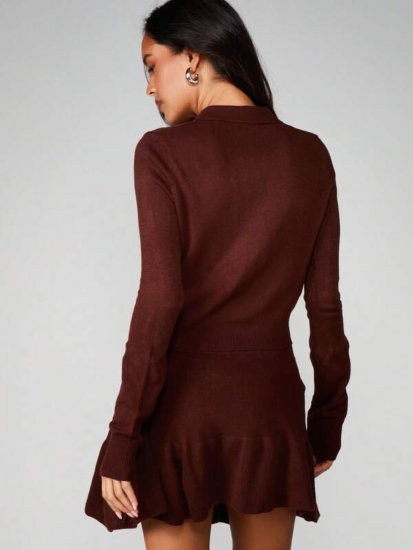 Missguided MISSGUIDED Knitted Co-Ord With Button Cardigan And Pleated Skirt