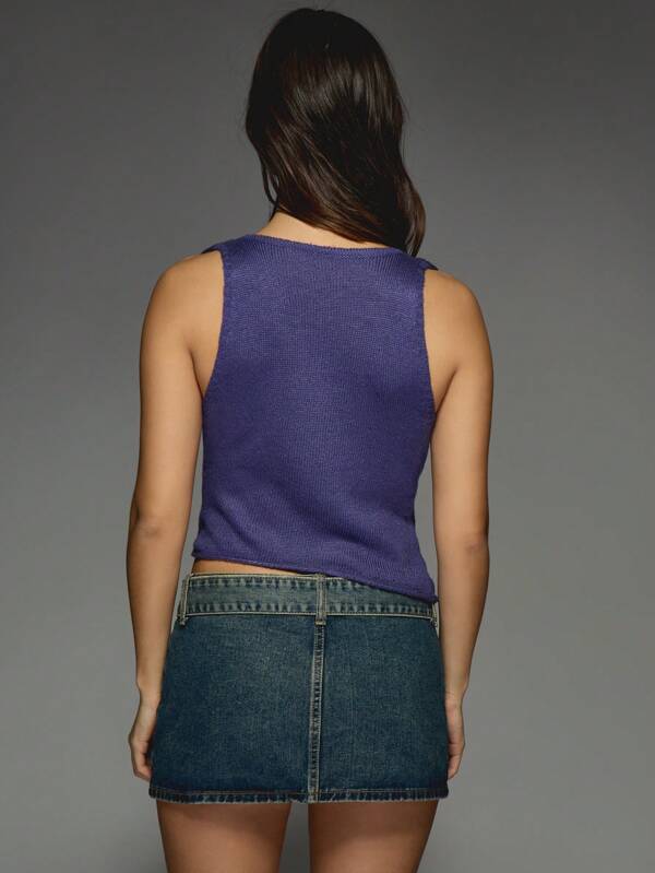 Missguided MISSGUIDED Knitted Deep Cowl Neck Sleeveless Top