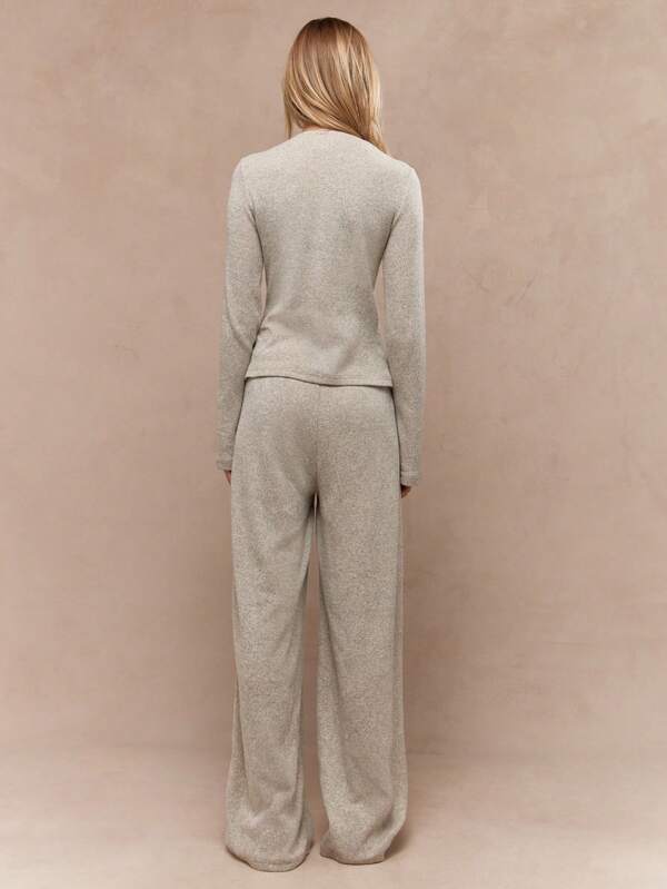 Missguided MISSGUIDED Knitted V Neck Cardigan With Wide Leg Pants