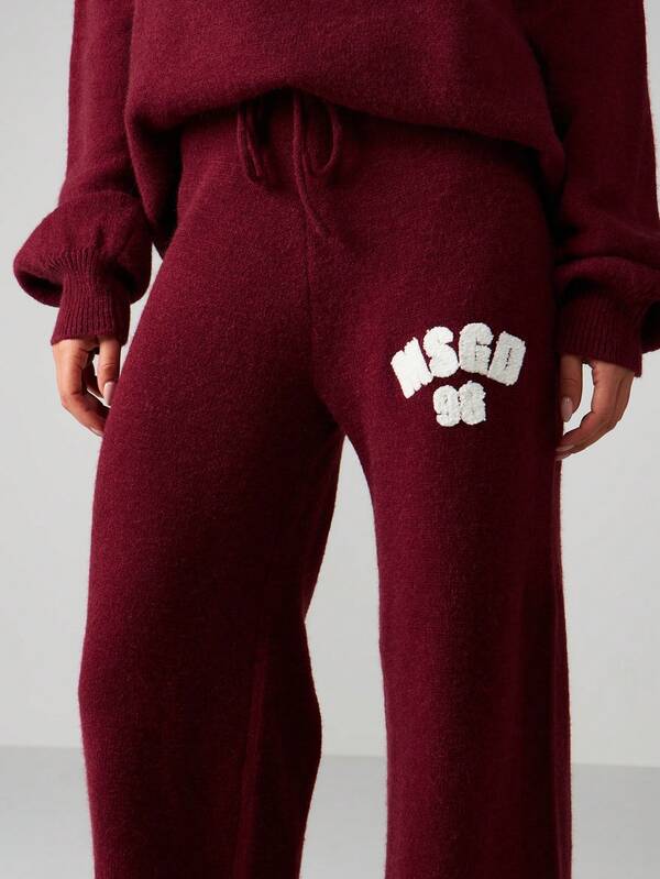 Missguided MISSGUIDED Knitted Wide Leg Sweatpants With Logo