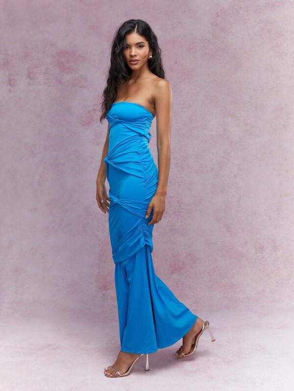 Missguided MISSGUIDED Knot Detail Bandeau Maxi Dress