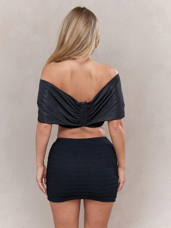 Missguided MISSGUIDED Knot Detail Off Shoulder Cape Detail Crushed Bardot Top