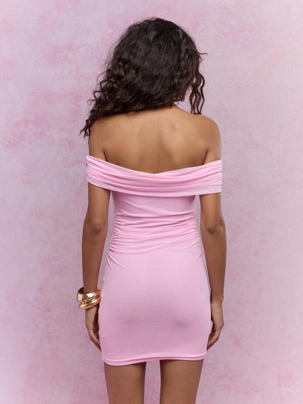 Missguided MISSGUIDED Knot Detail Waist Jersey Bardot Bodycon Mini Dress