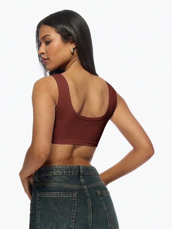 Missguided MISSGUIDED Knot Front Crop Sleeveless Tank Top