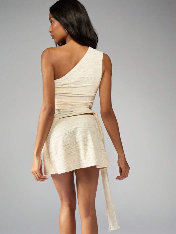 Missguided MISSGUIDED Lace Asymmetric Neckline Cut Out Mini Dress