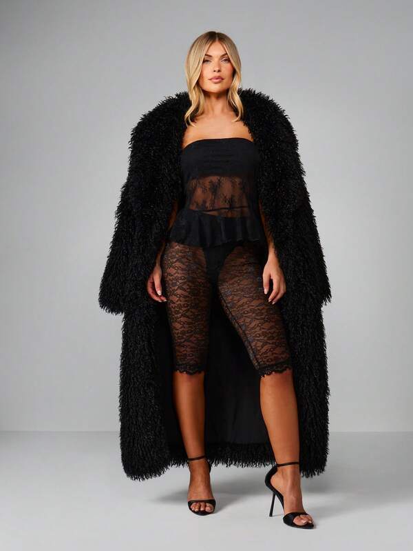 Missguided MISSGUIDED Lace Bandeau Top With Mesh Panels