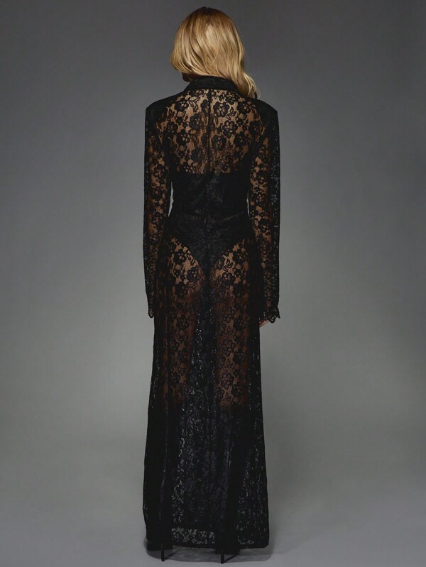 Missguided MISSGUIDED Lace Blazer Maxi Dress With Double Breasted Detail