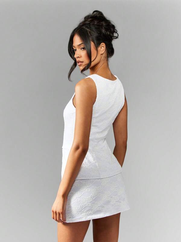 Missguided MISSGUIDED Lace Bodycon Sleeveless Two-Piece Outfit