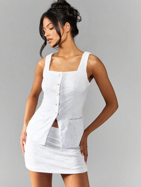 Missguided MISSGUIDED Lace Bodycon Sleeveless Two-Piece Outfit