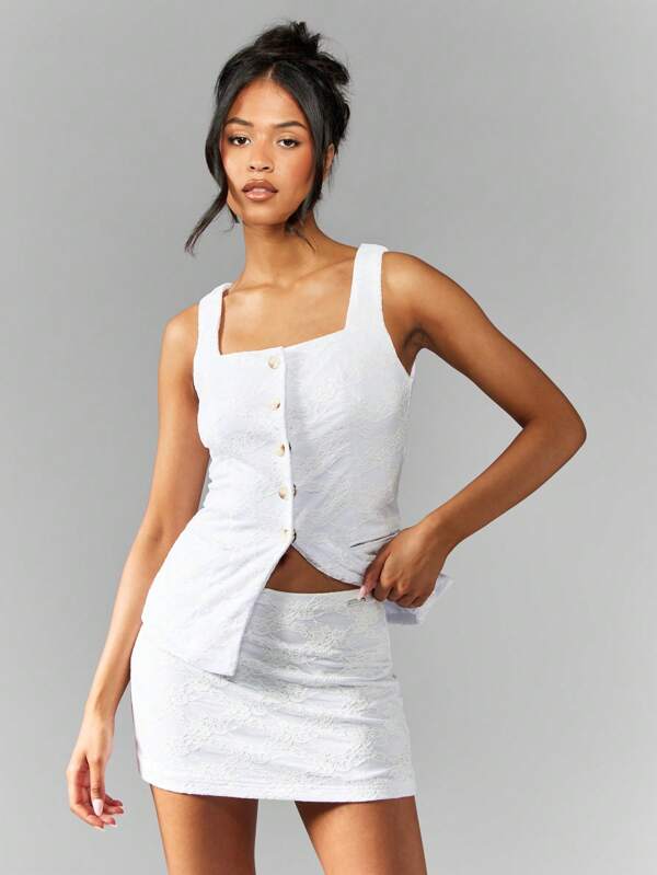 missguided MISSGUIDED Lace Bodycon Sleeveless Two-Piece Outfit
