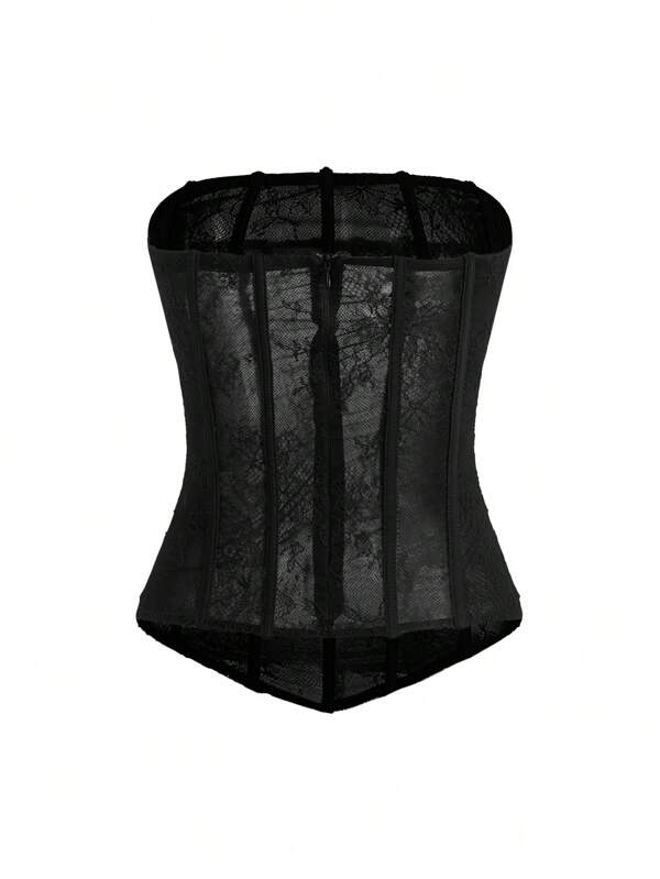 Missguided MISSGUIDED Lace Boned Corset Bandeau Top