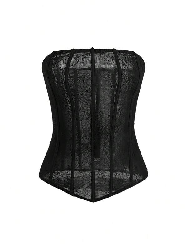 missguided MISSGUIDED Lace Boned Corset Bandeau Top