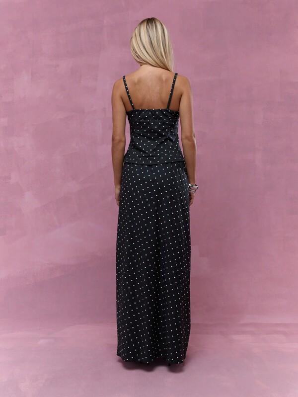 Missguided MISSGUIDED Lace Detail Polka Dot Cami Top And Maxi Skirt Two Piece Co-Ord Set