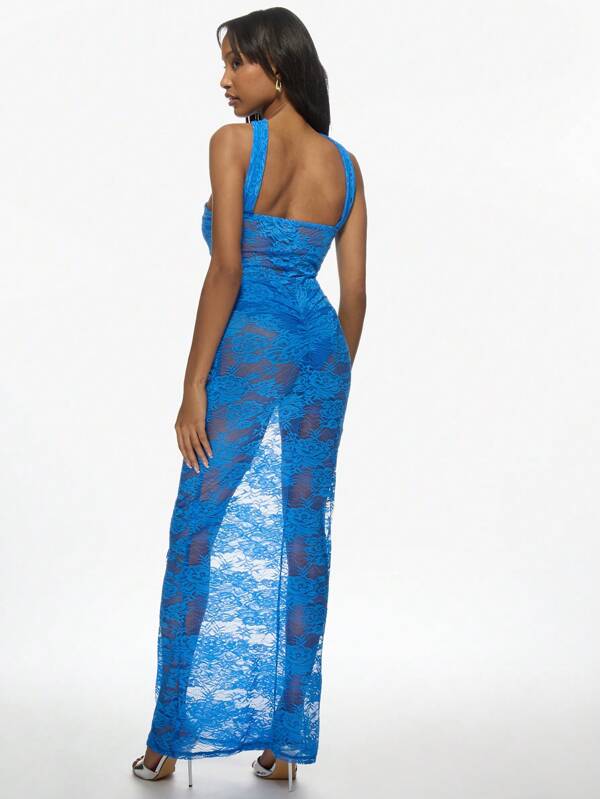 Missguided MISSGUIDED Lace Mermaid Floor Length Maxi Dress
