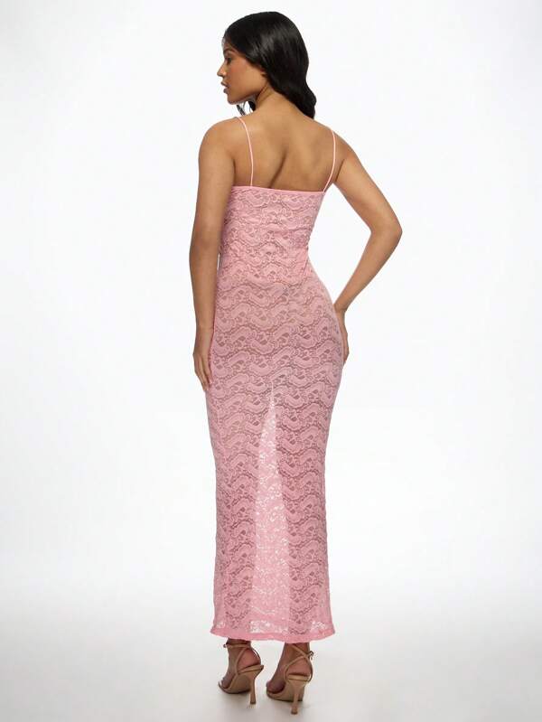 Missguided MISSGUIDED Lace Sleeveless Bodycon Empire Waist Women Long Dress